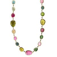 Marco Bicego Pezzi Unici 18K Yellow Gold Multi Color Tourmaline Brown Diamond Necklace