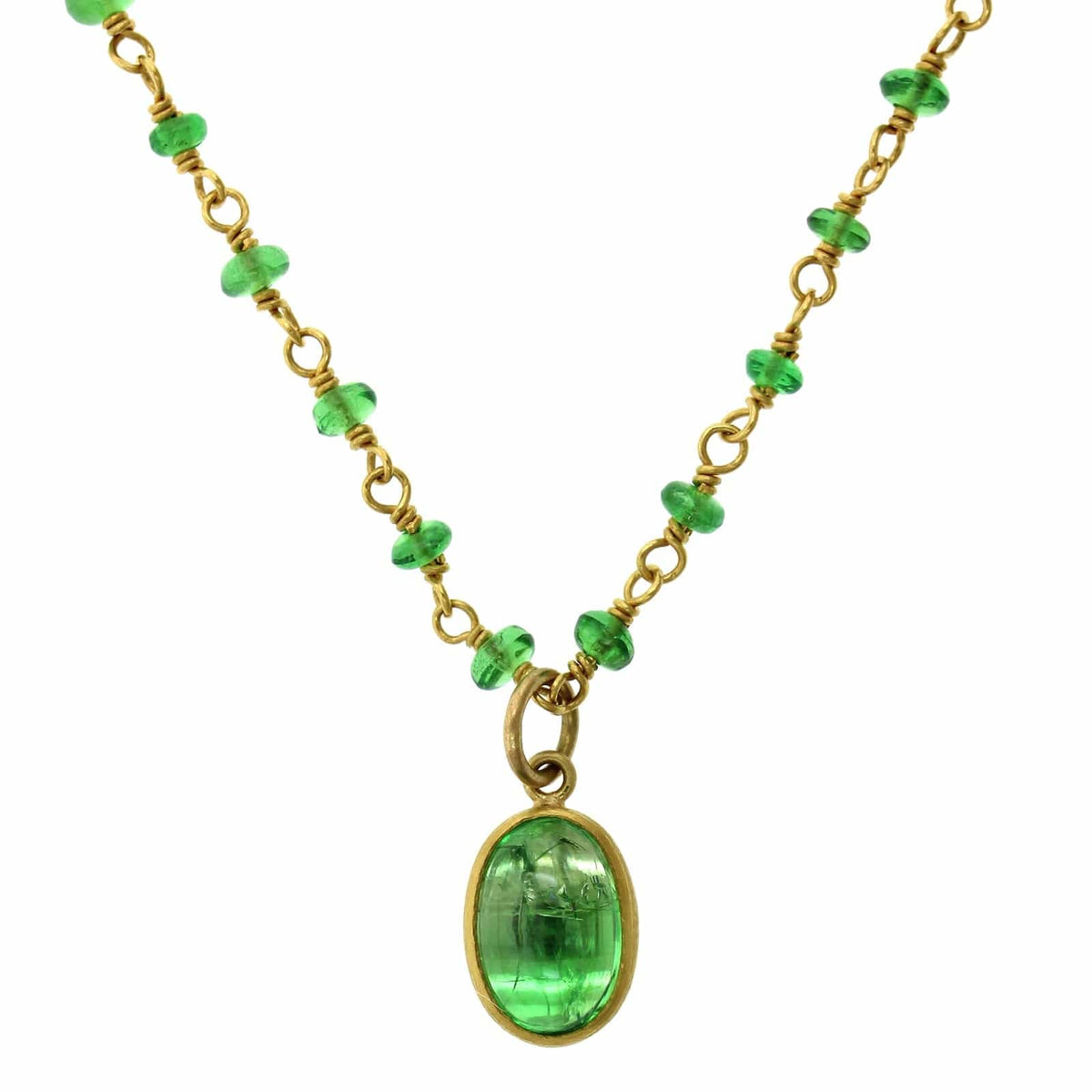22K Yellow Gold Tsavorite Necklace, 22k yellow gold Long's Jewelers