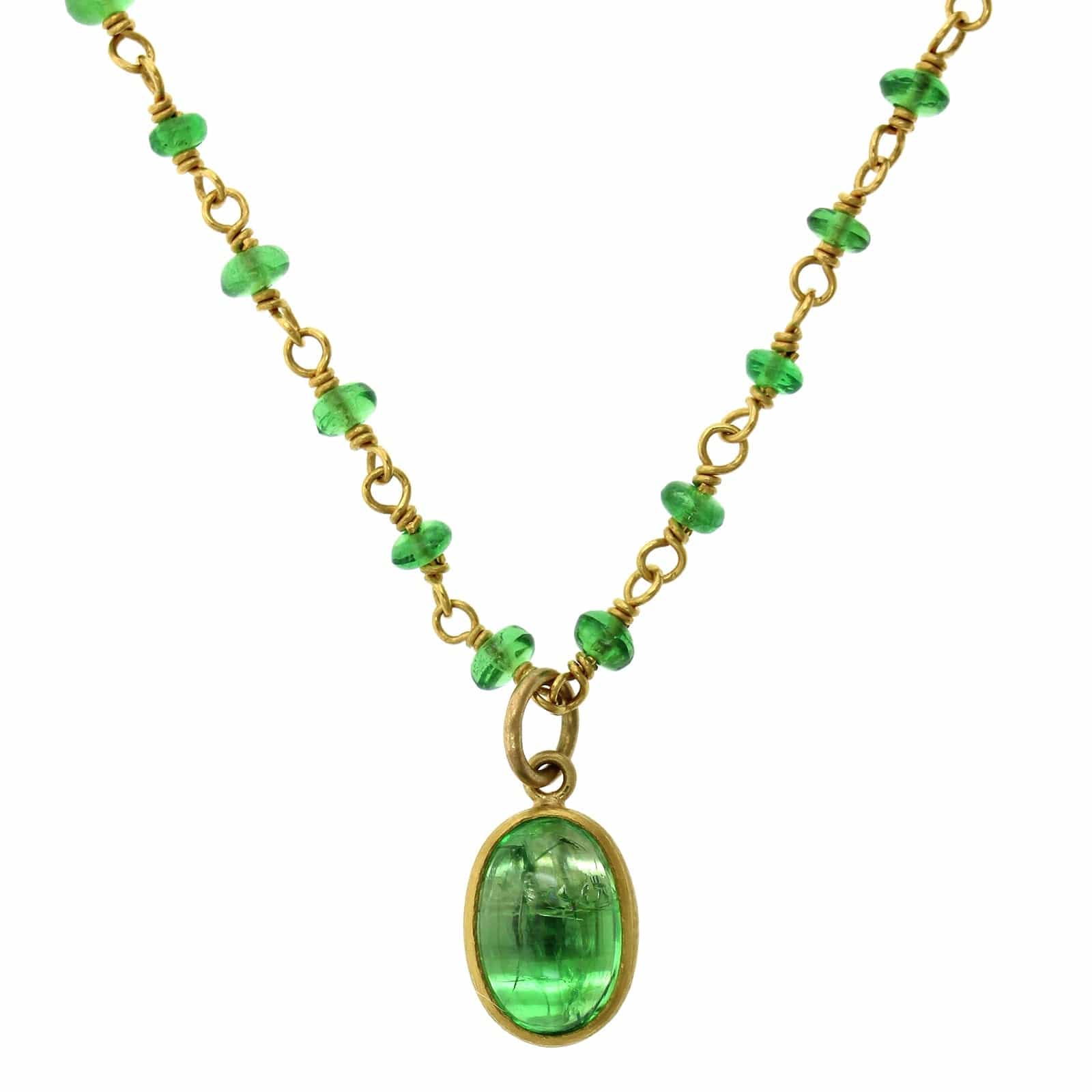 22K Yellow Gold Tsavorite Necklace, 22k yellow gold Long's Jewelers