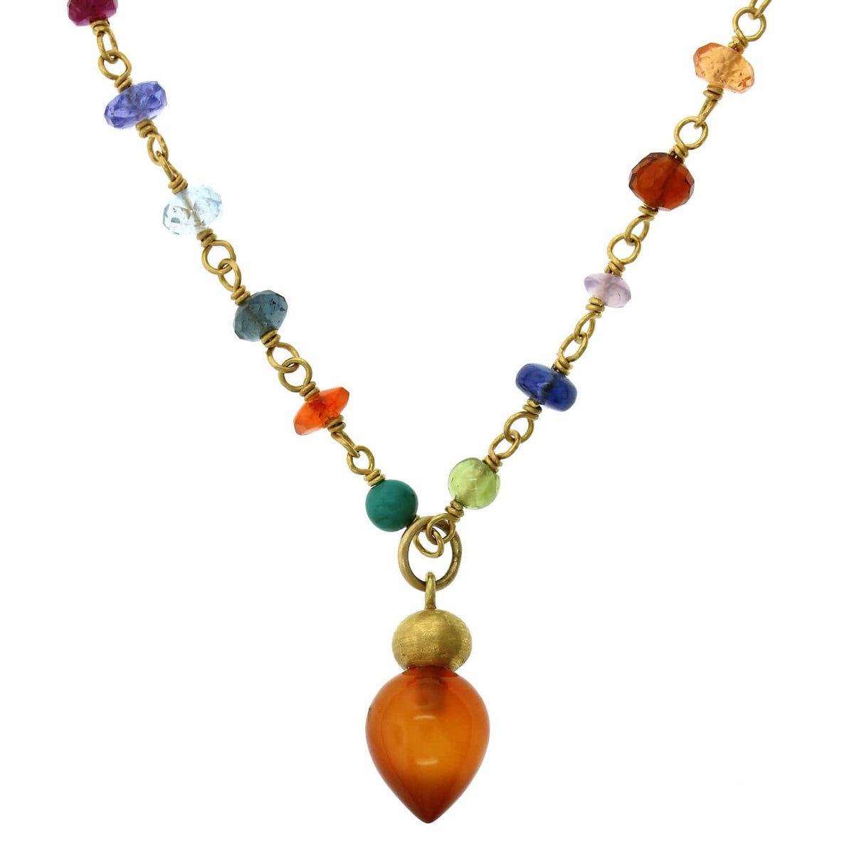 22K Yellow Gold Multi Gem Buoy Necklace, 22k yellow gold Long's Jewelers