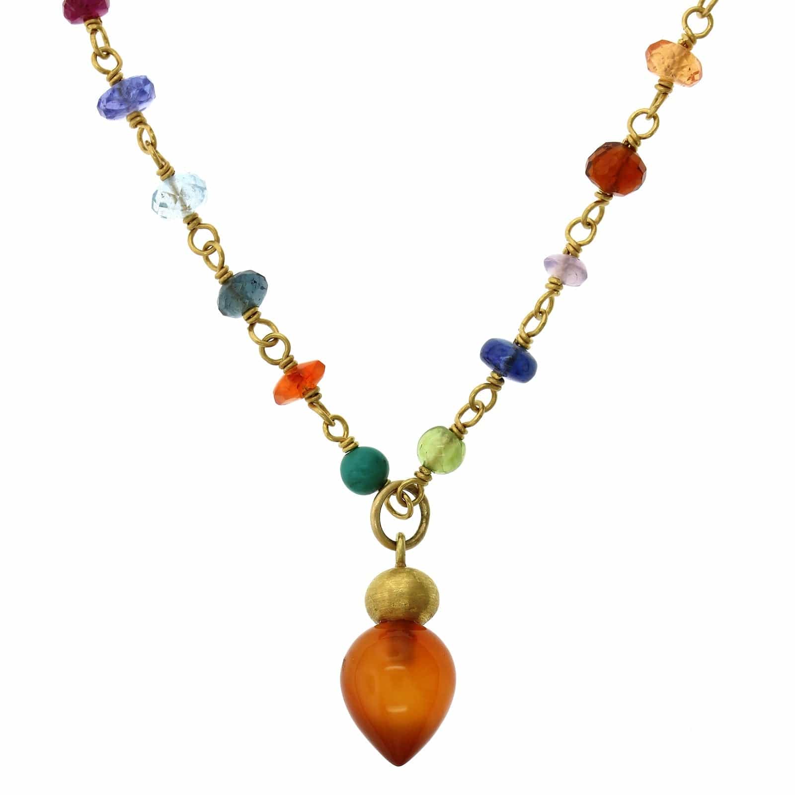 22K Yellow Gold Multi Gem Buoy Necklace, 22k yellow gold Long's Jewelers