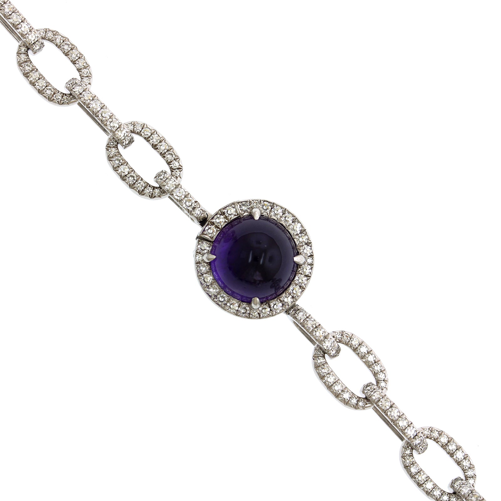 18K White Gold Lavender Jade and Cabochon Amethyst Necklace