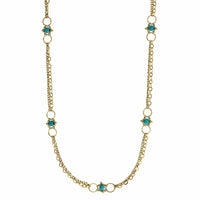 18K Yellow Gold Turquoise Bead Necklace, Long's Jewelers