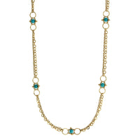 18K Yellow Gold Turquoise Bead Necklace, Long's Jewelers