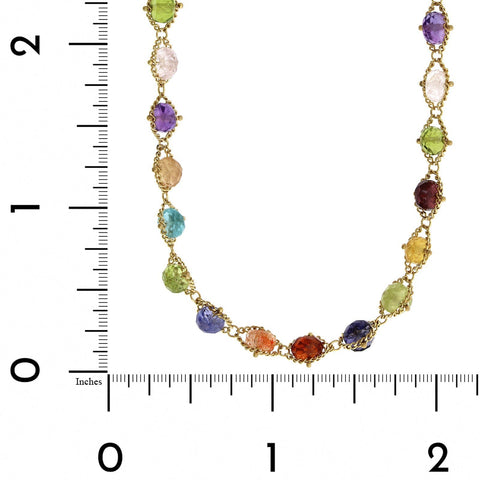Oval Multicolor Gemstone Eternity Necklace in Sterling Silver (5x4mm)