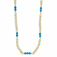 Suzy Landa 18K Yellow Gold Turquoise Bead Station Necklace
