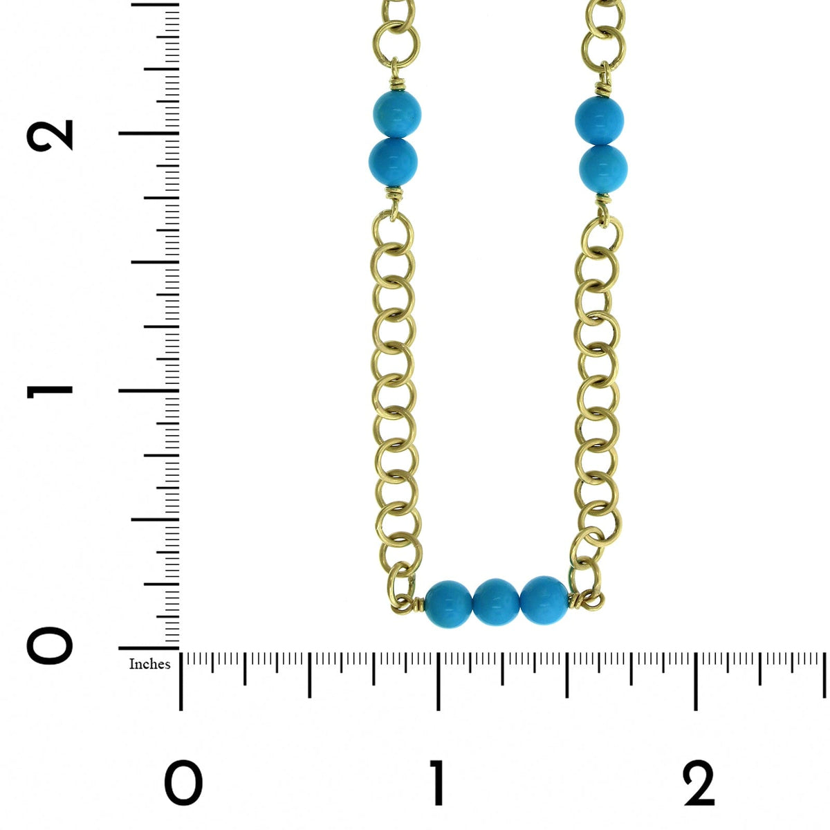Suzy Landa 18K Yellow Gold Turquoise Bead Station Necklace