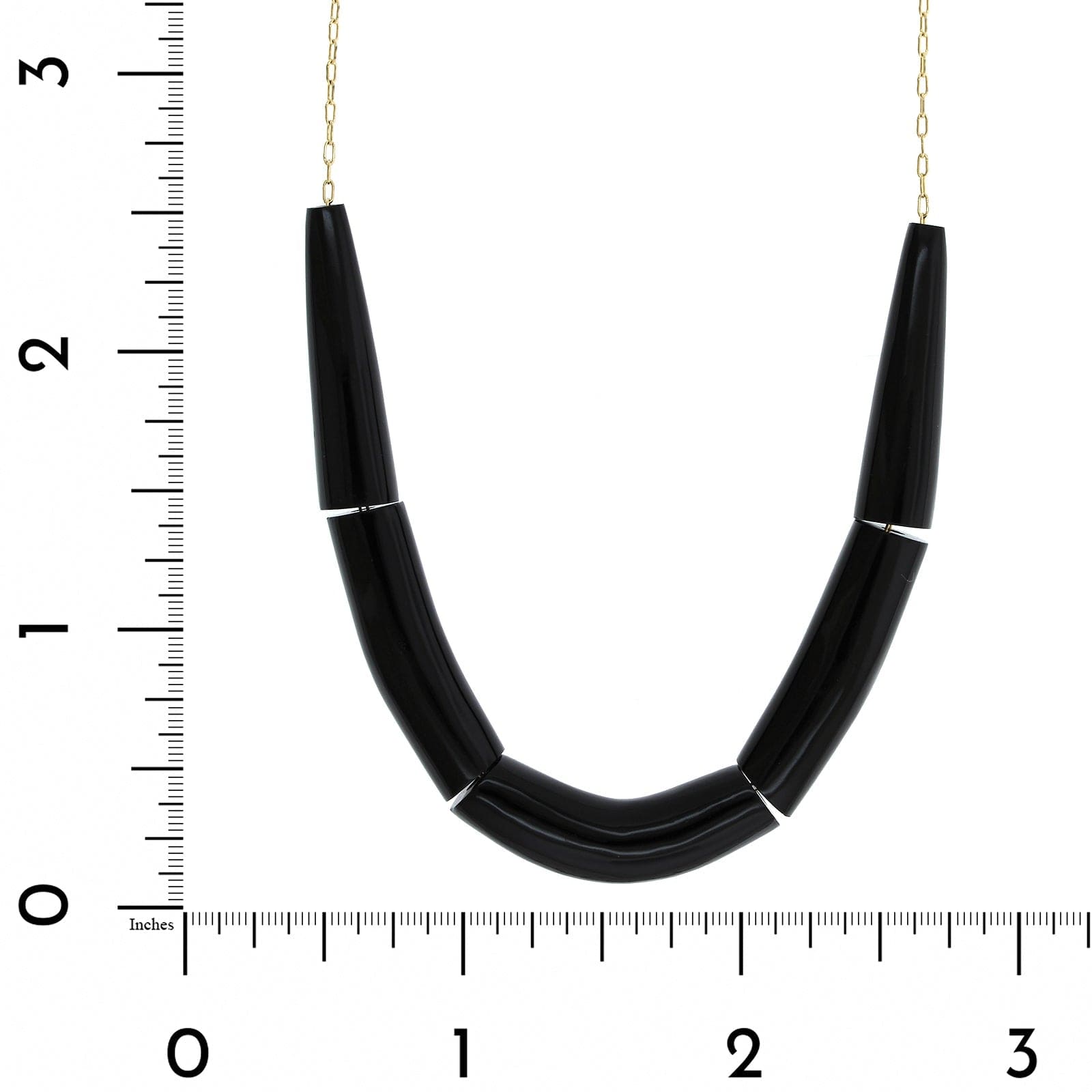 18K Yellow Gold Onyx Line Bead Necklace
