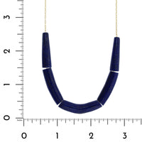 18K Yellow Gold Lapis Line Bead Necklace