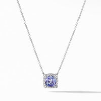 Petite Chatelaine® Pavé Bezel Pendant Necklace in 18K White Gold with Tanzanite