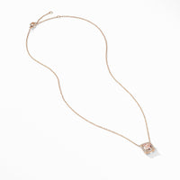 Petite Chatelaine® Pavé Bezel Pendant Necklace in 18K Rose Gold with Morganite