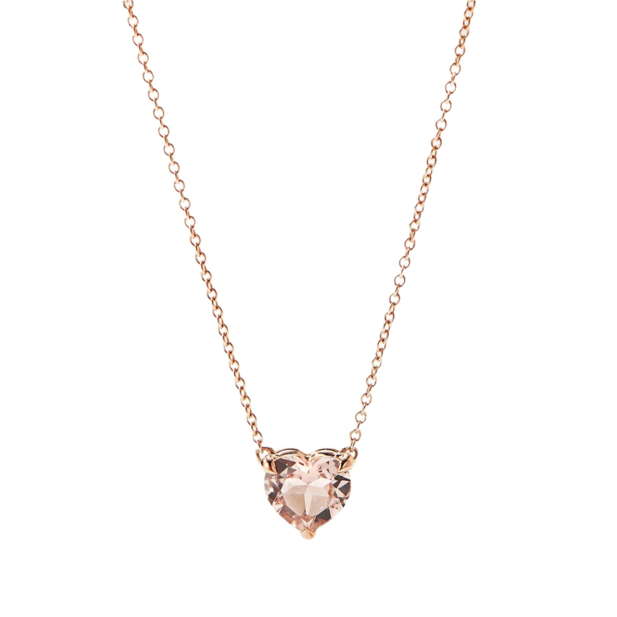 Heart Pendant Necklace in 18K Rose Gold with Morganite