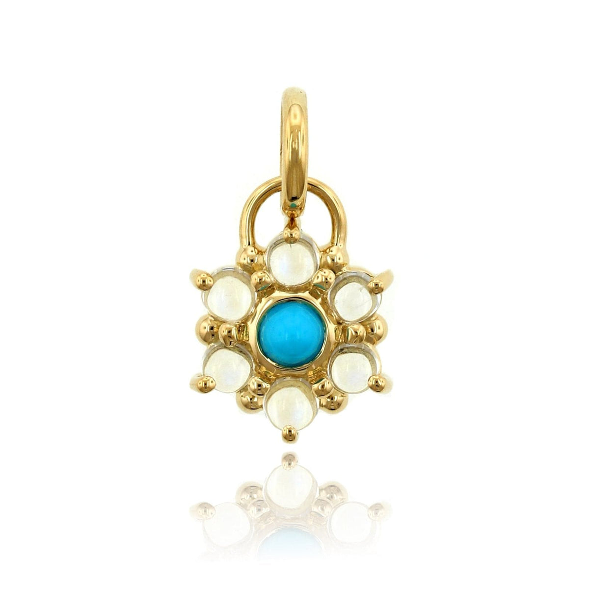 18K Yellow Gold Turquoise and Moonstone Stella Pendant