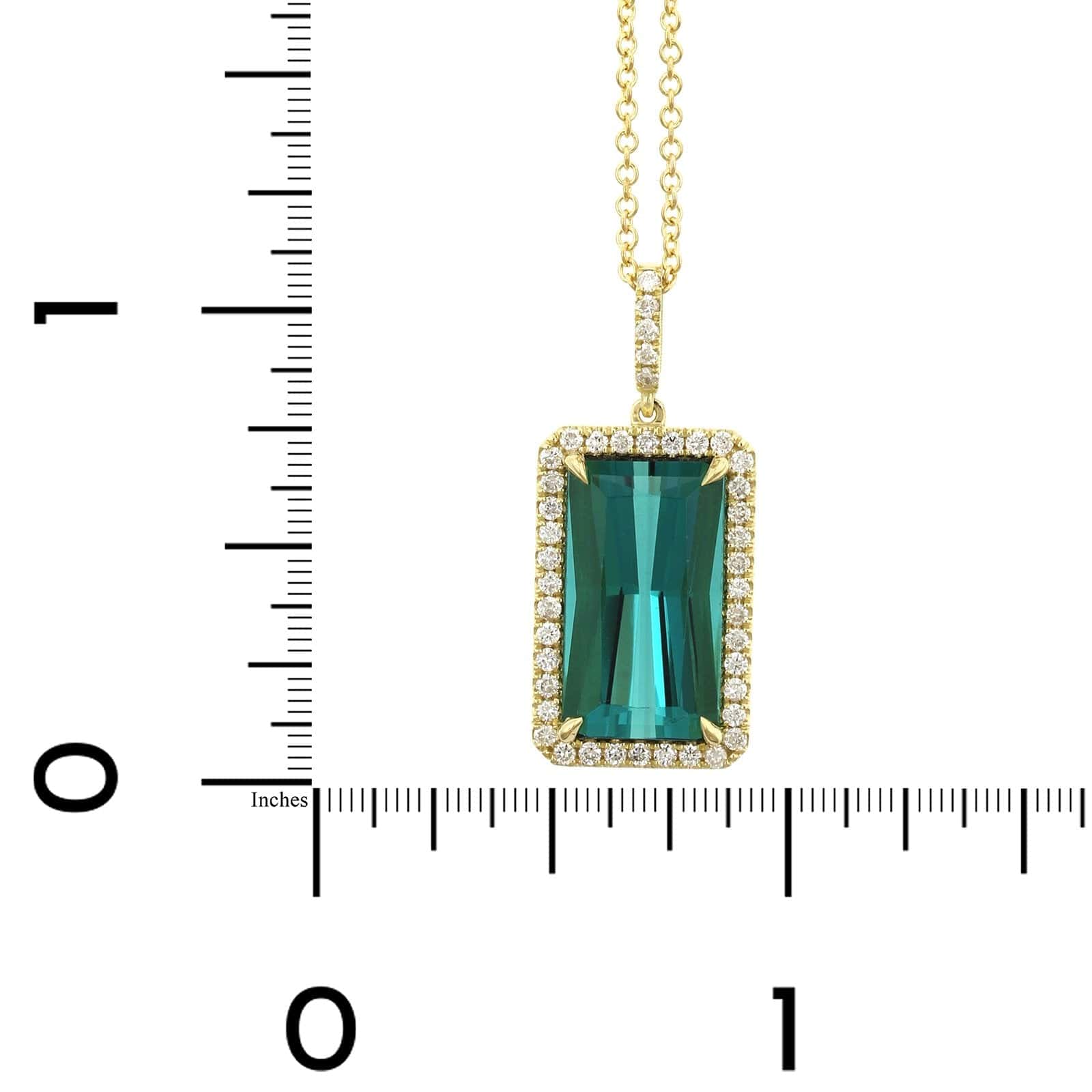 18K Yellow Gold Tourmaline Diamond Pendant