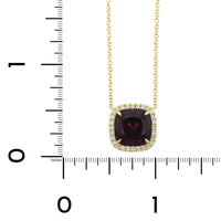 18K Yellow Gold Garnet Diamond Pendant
