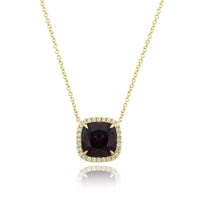 18K Yellow Gold Garnet Diamond Pendant