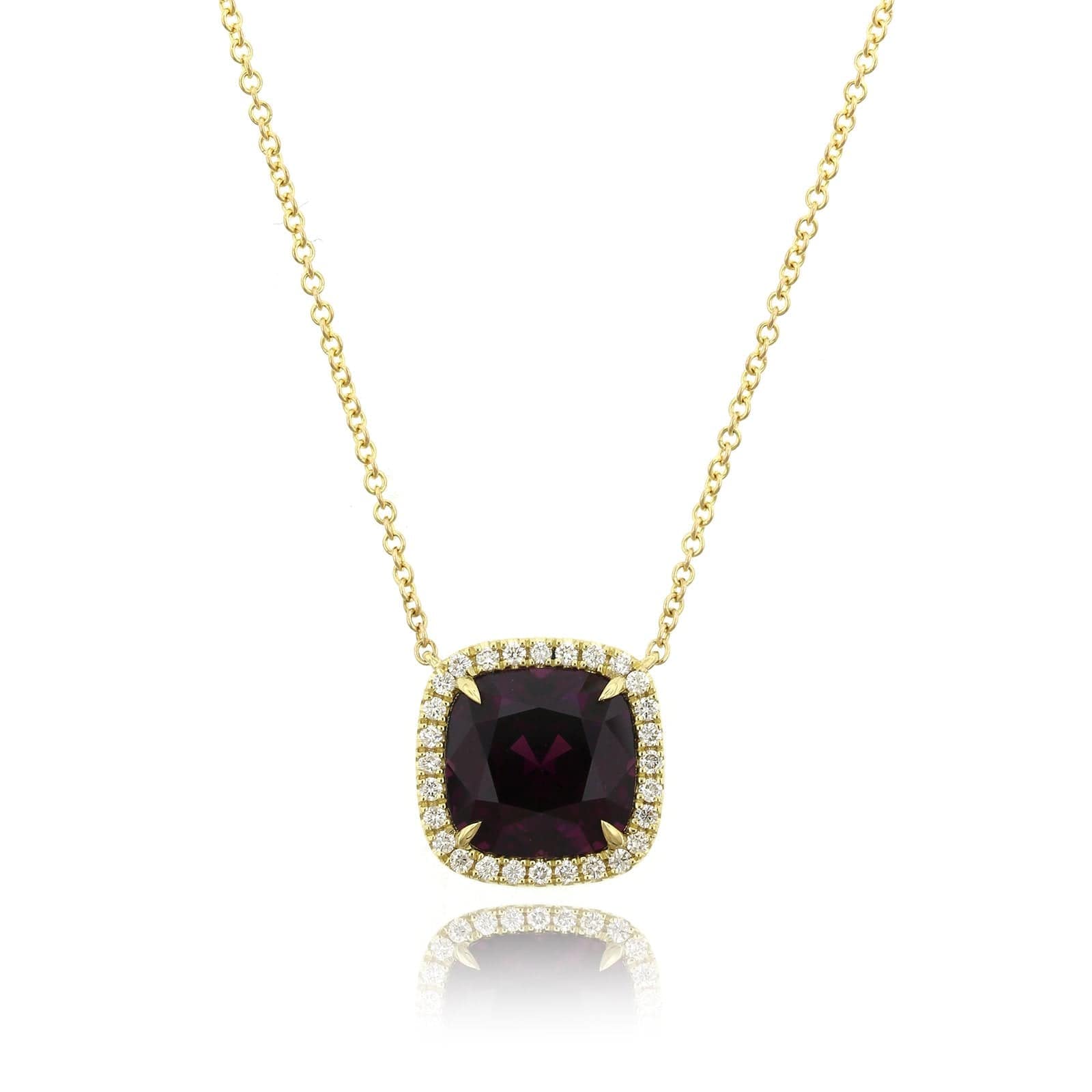 18K Yellow Gold Garnet Diamond Pendant