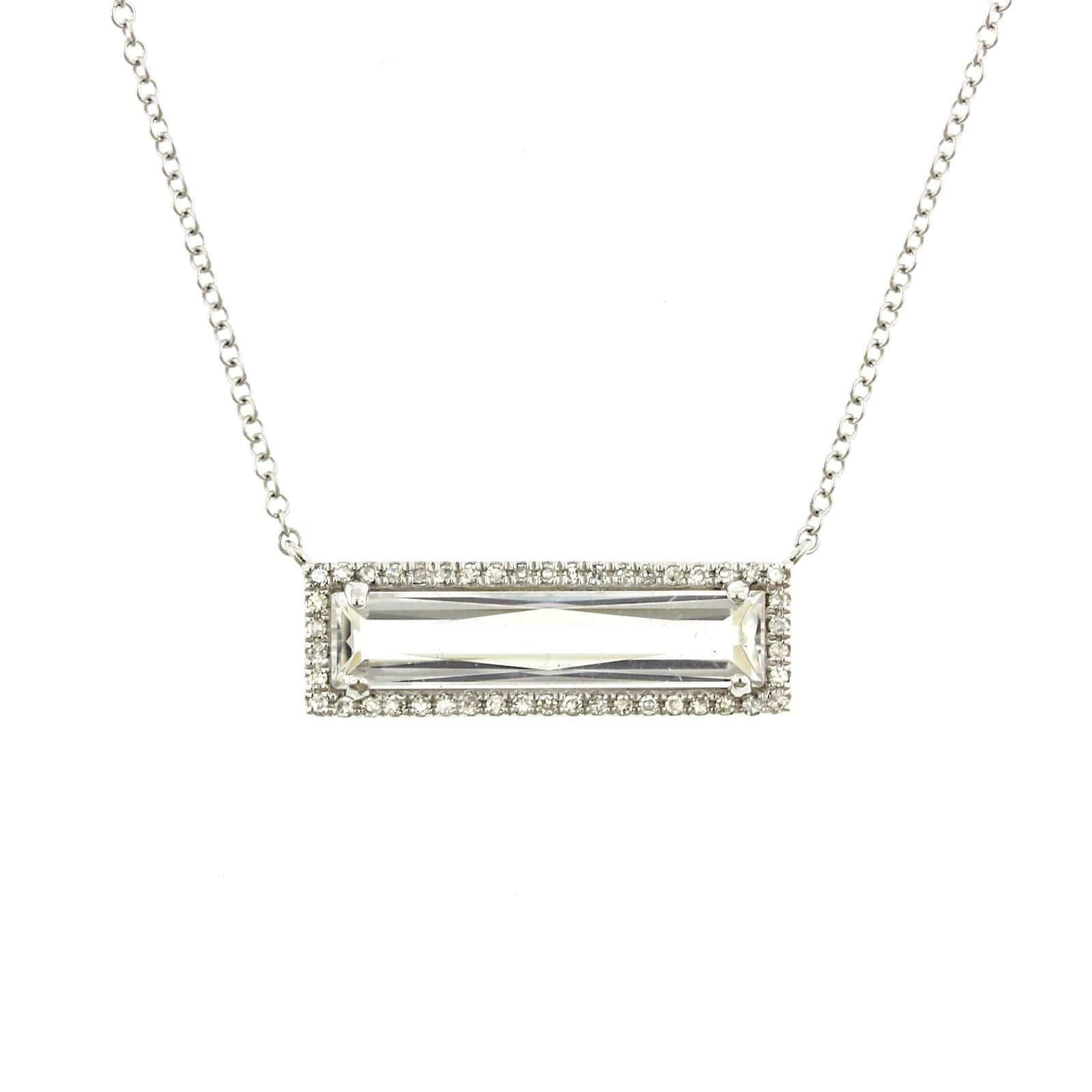 14K White Gold White Topaz Diamond Necklace