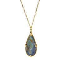 18K Yellow Gold Teardrop Moonstone Necklace