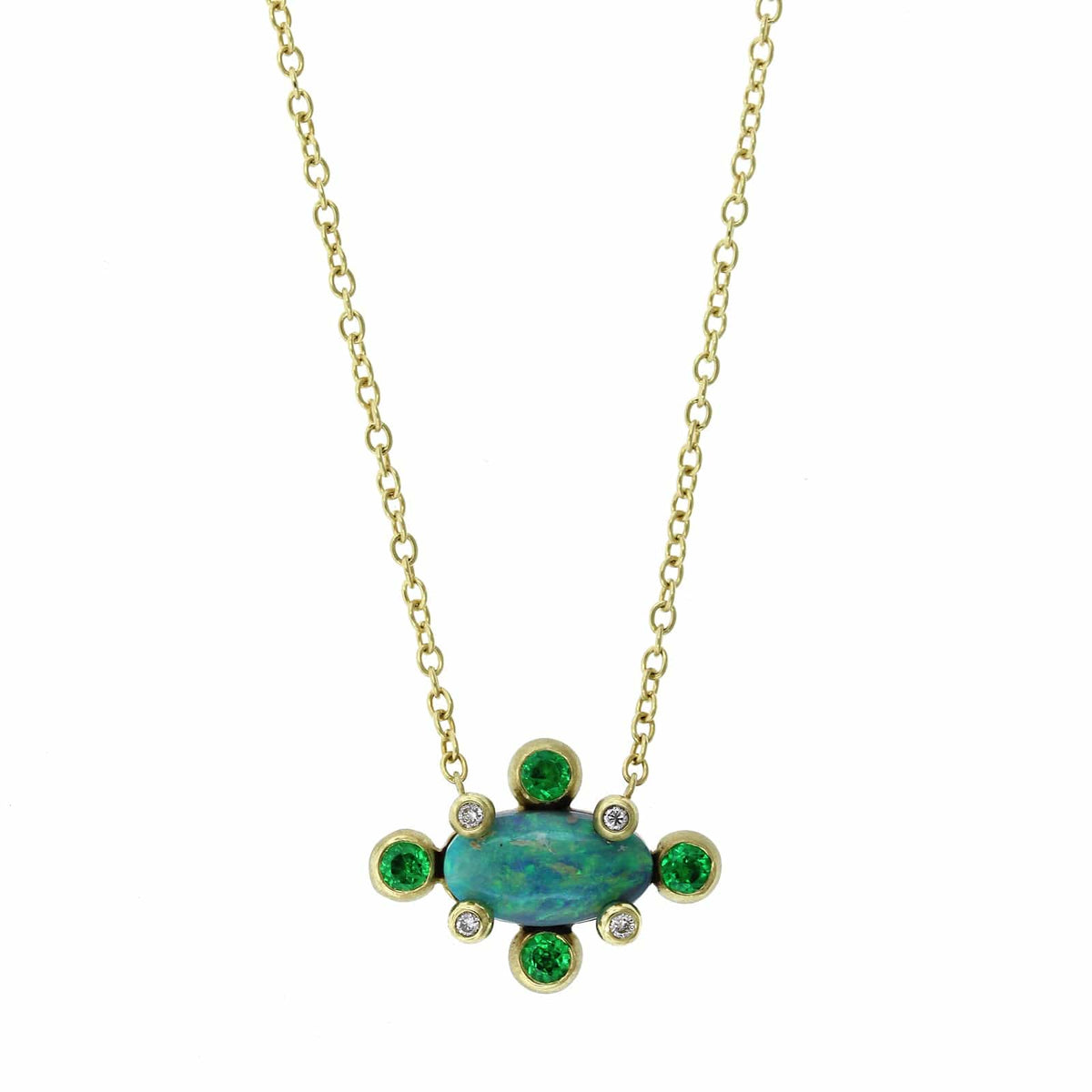 Suzy Landa 18K Yellow Gold Opal and Tanzanite Necklace