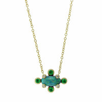 Suzy Landa 18K Yellow Gold Opal and Tanzanite Necklace