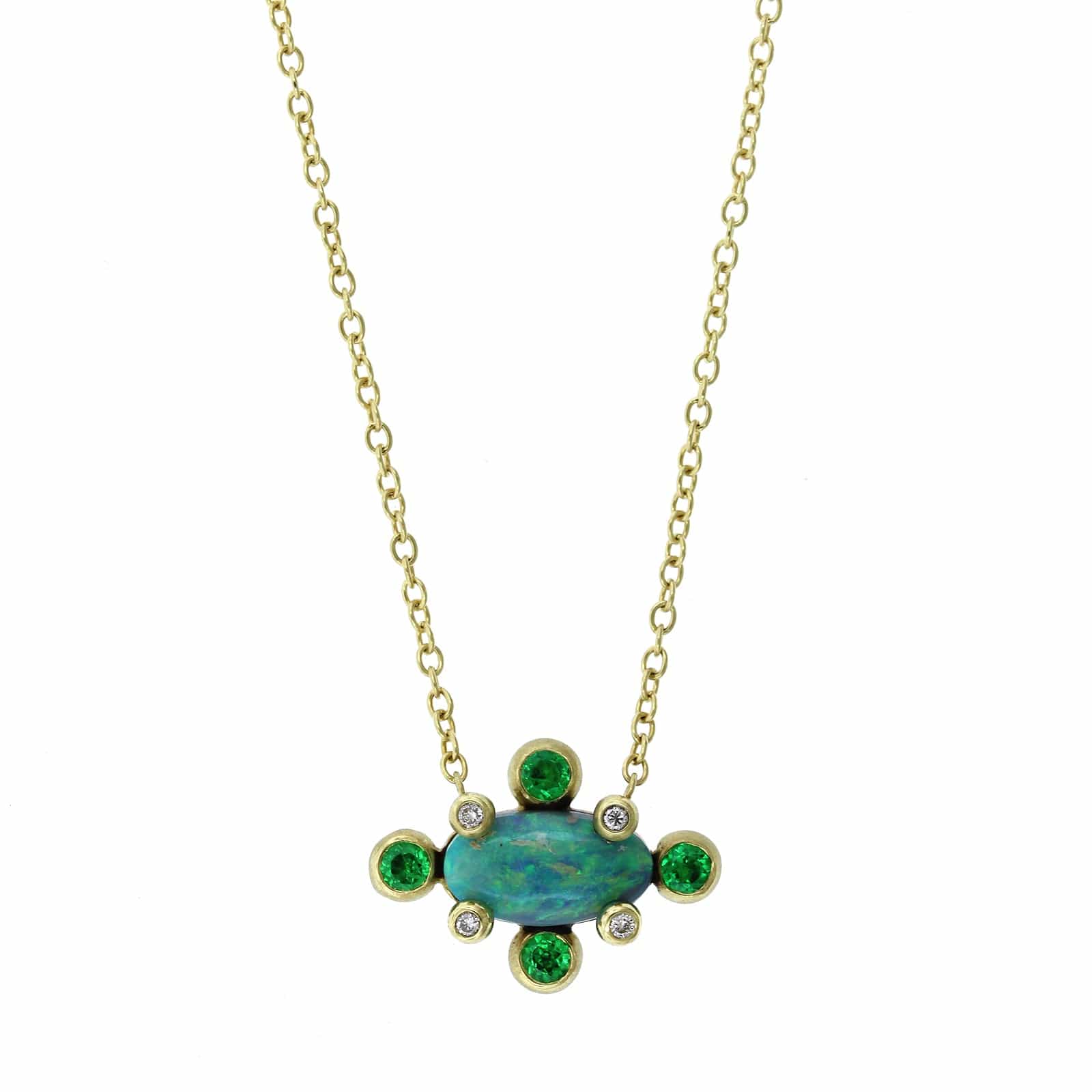 Suzy Landa 18K Yellow Gold Opal and Tanzanite Necklace