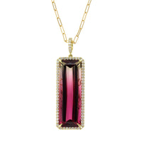 18K Yellow Gold Tourmaline Diamond Halo Pendant