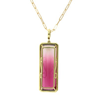 18K Yellow Gold Tourmaline Diamond Halo Pendant