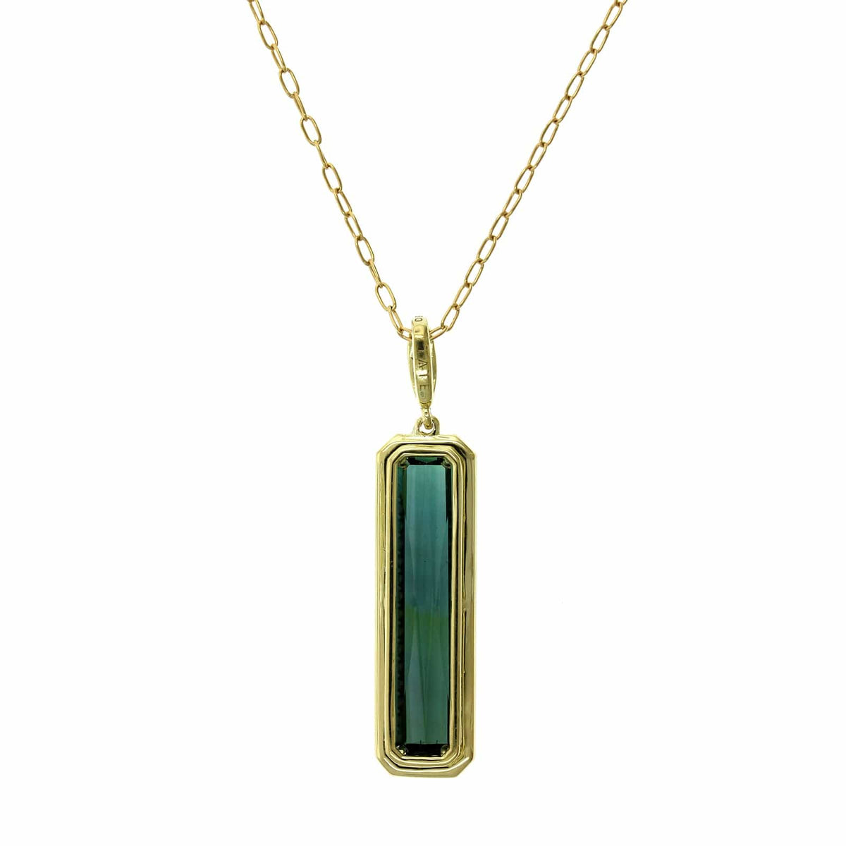 18K Yellow Gold Green Tourmaline Diamond Halo Pendant