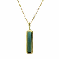 18K Yellow Gold Green Tourmaline Diamond Halo Pendant