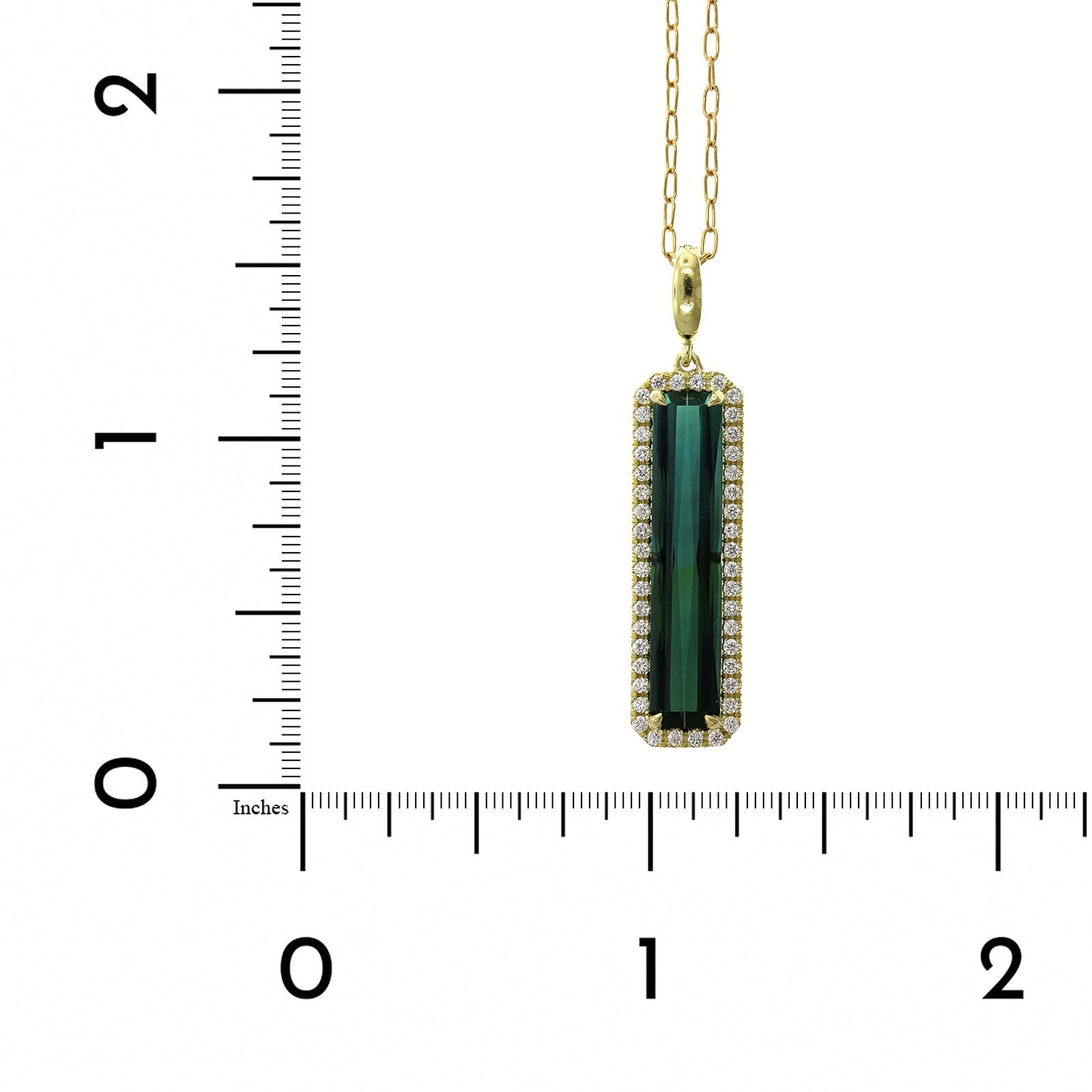 18K Yellow Gold Green Tourmaline Diamond Halo Pendant