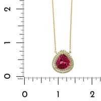18K Yellow Gold Pink Tourmaline Diamond Halo Pendant