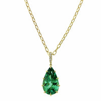 18K Yellow Gold Pear Shape Green Tourmaline Pendant