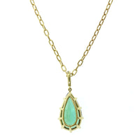 18K Yellow Gold Pear Shape Green Tourmaline Pendant