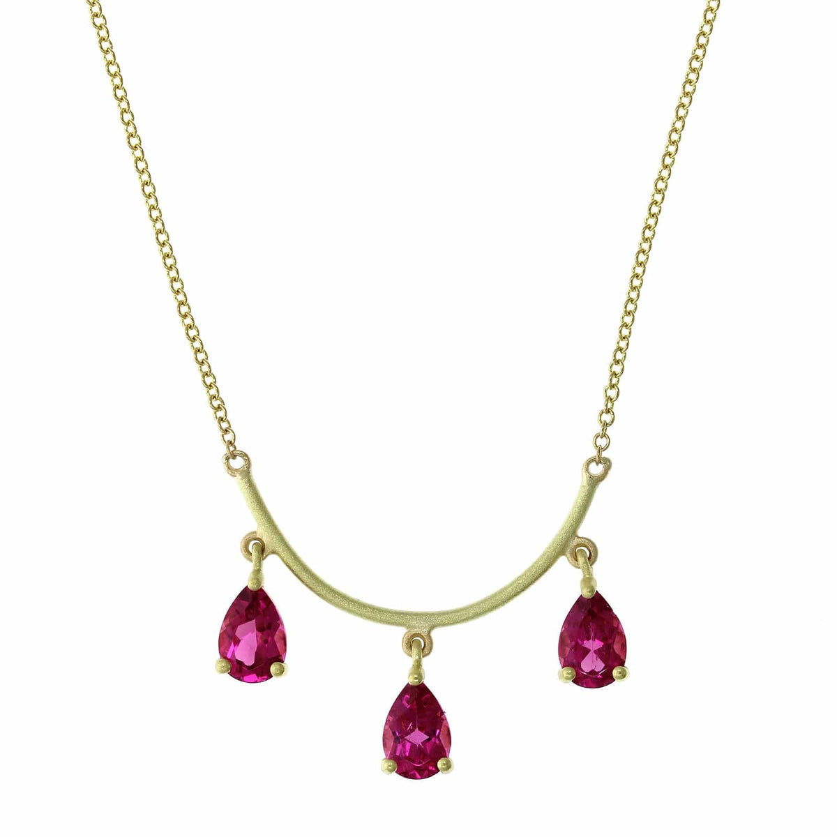 18K Yellow Gold Pink Tourmaline Necklace