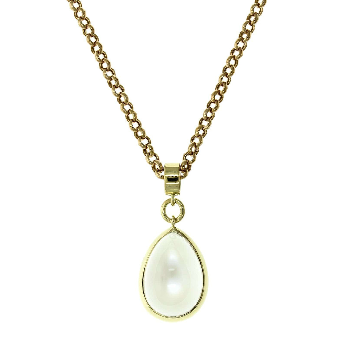 18K Yellow Gold Pear Shape Moonstone Pendant, 18k yellow gold, Long's Jewelers
