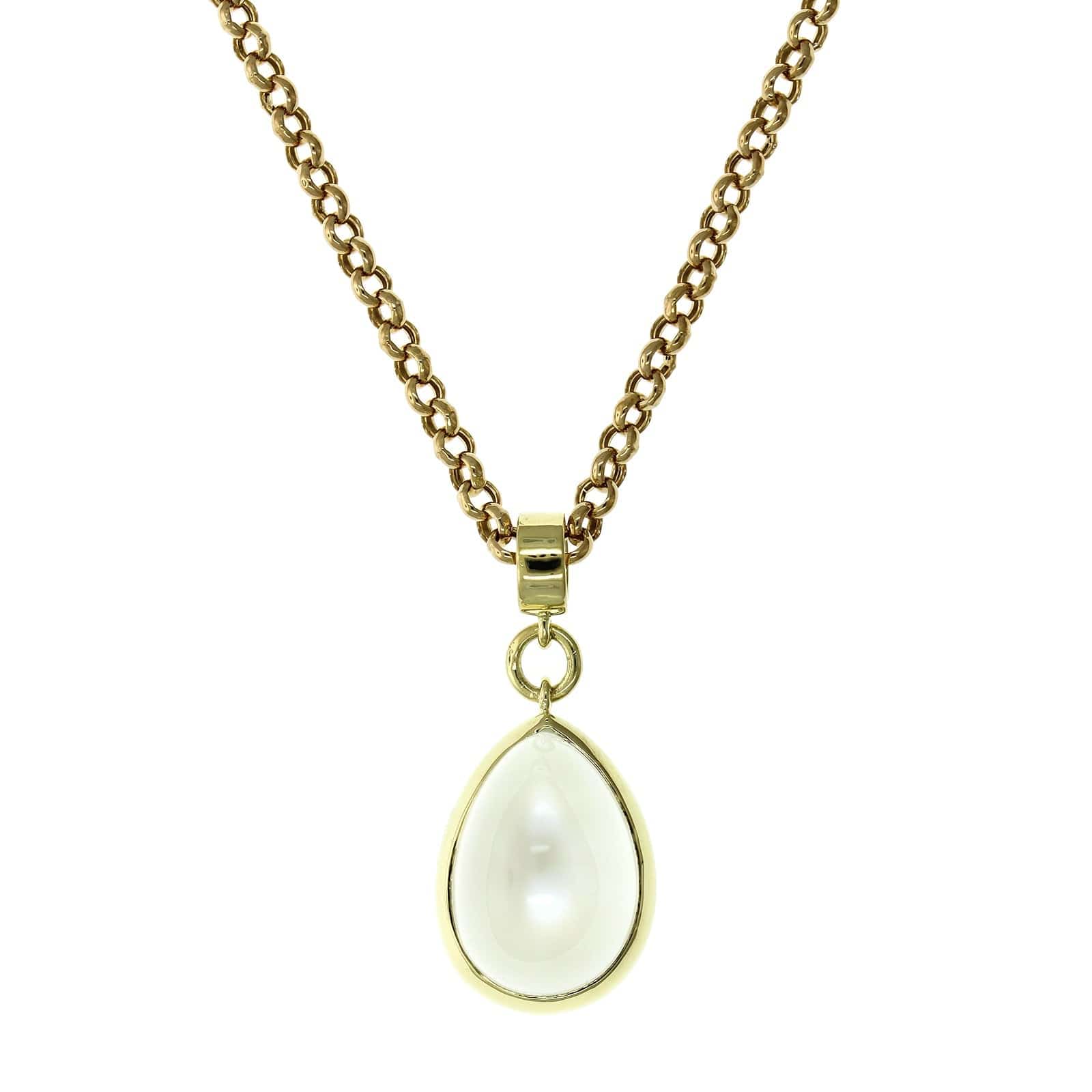 18K Yellow Gold Pear Shape Moonstone Pendant, 18k yellow gold, Long's Jewelers