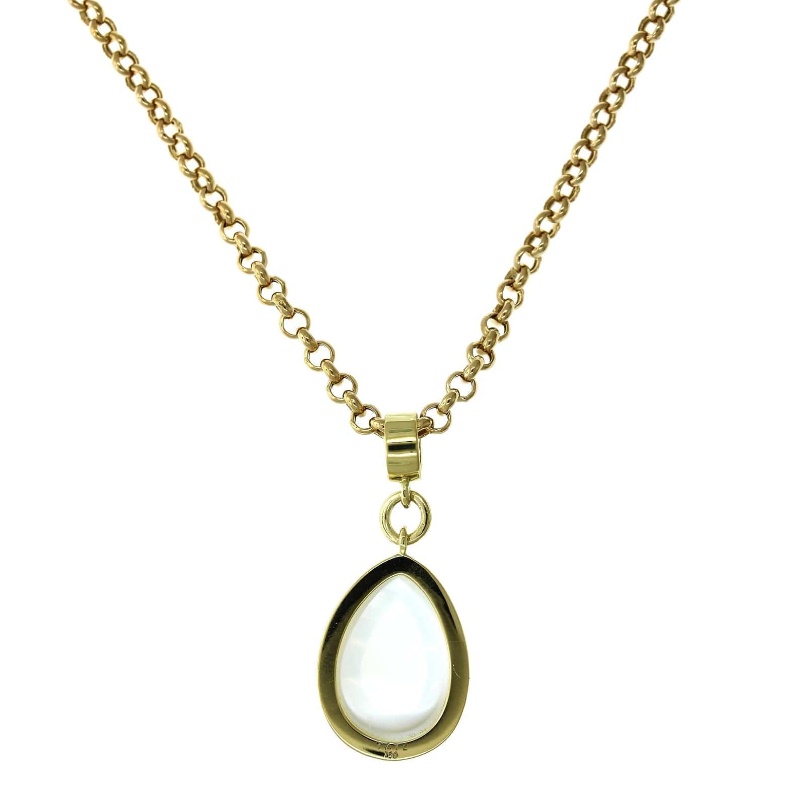18K Yellow Gold Pear Shape Moonstone Pendant