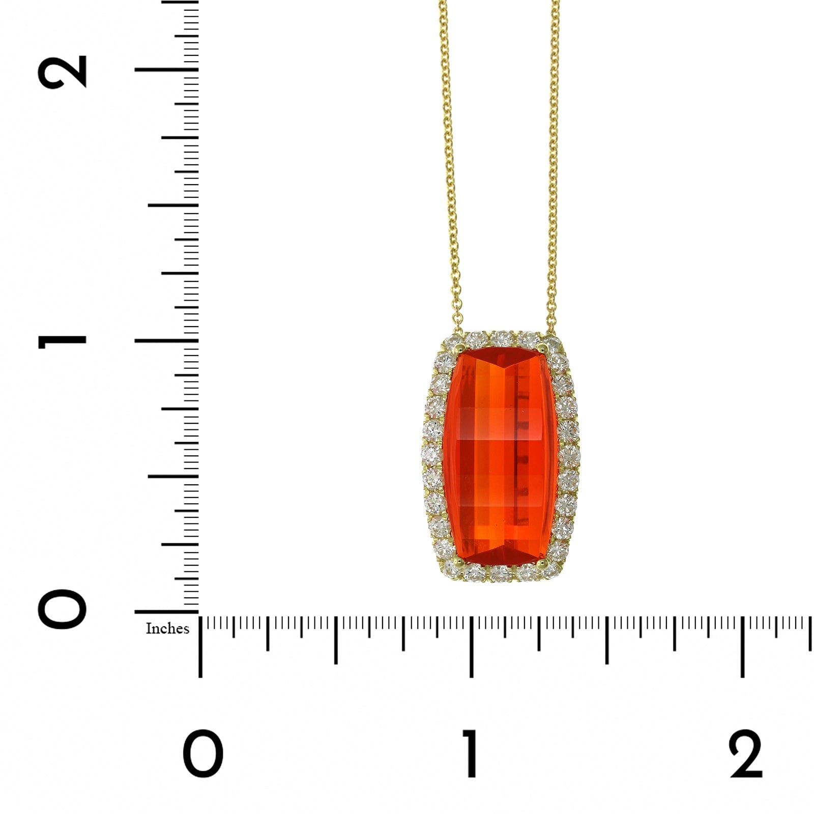 18K Yellow Gold Mexican Fire Opal Diamond Halo Necklace