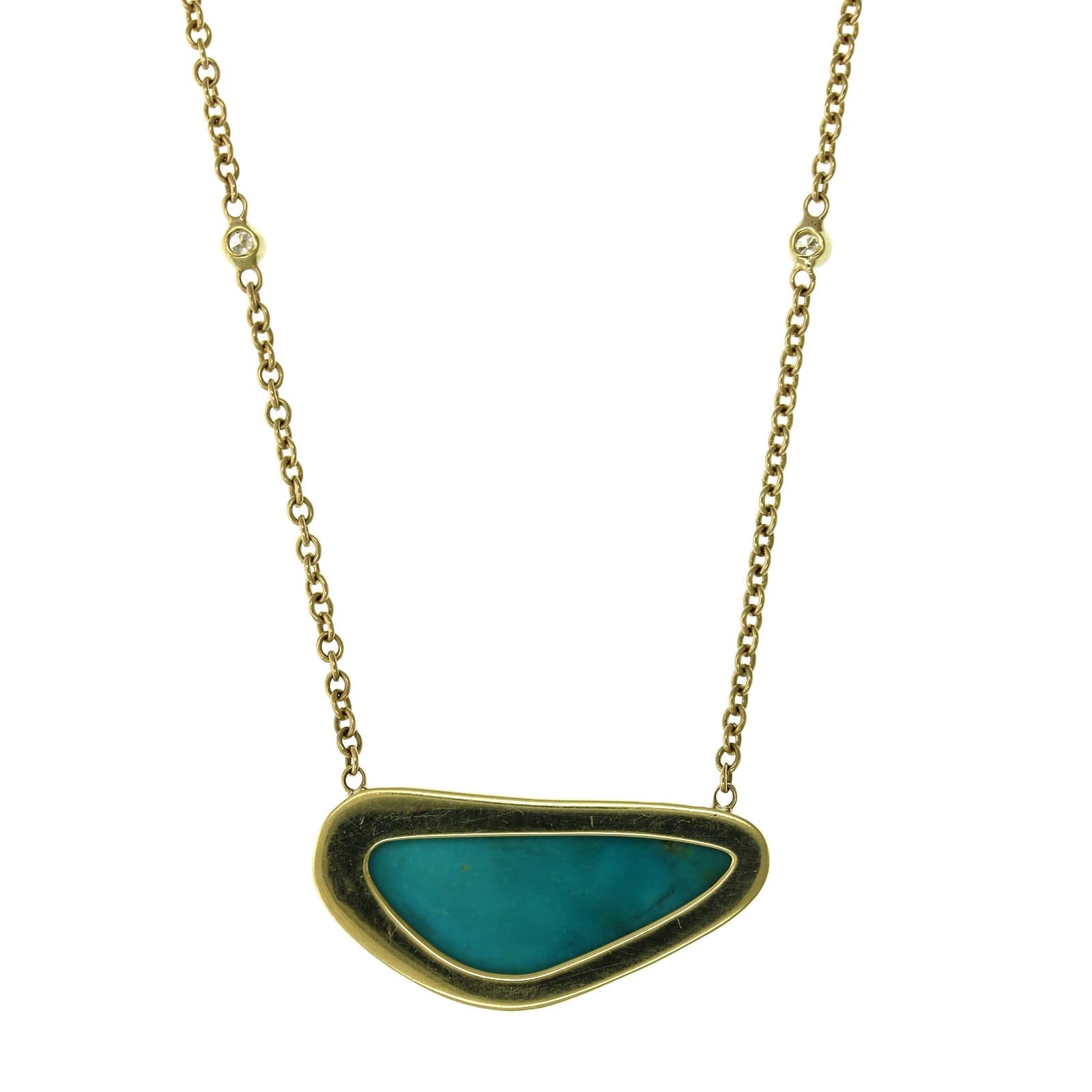 18K Yellow Gold Arizona Turquoise Stella Necklace, 18k yellow gold, Long's Jewelers