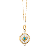 18K Yellow Gold Mother of Pearl Evil Eye Pendant