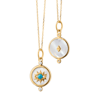 18K Yellow Gold Mother of Pearl Evil Eye Pendant