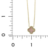 14K White Gold Mother of Pearl Diamond Halo Clover Pendant