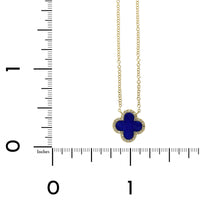 14K White Gold Lapis Diamond Halo Clover Pendant