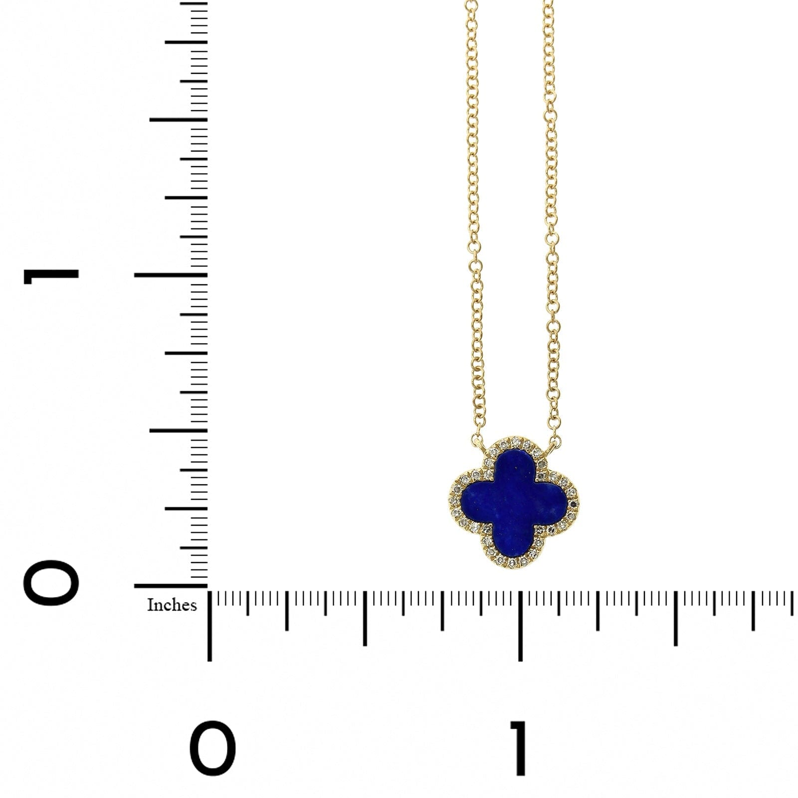 14K White Gold Lapis Diamond Halo Clover Pendant