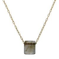 18K Yellow Gold Labradorite Chiclet Pedant