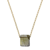 18K Yellow Gold Labradorite Chiclet Pedant