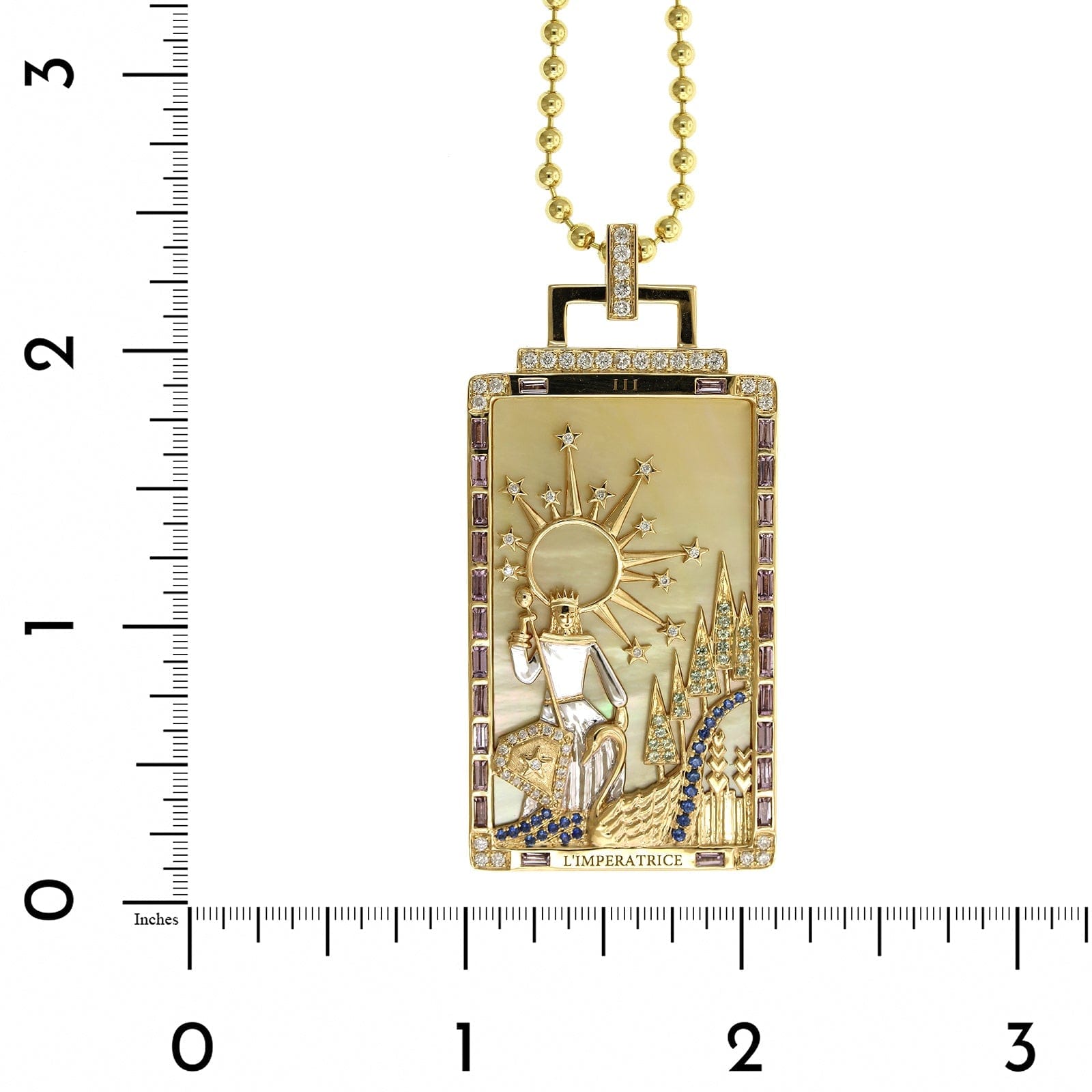 Sorellina 18K Yellow Gold L'Imperatrice Tarot Card Pendant