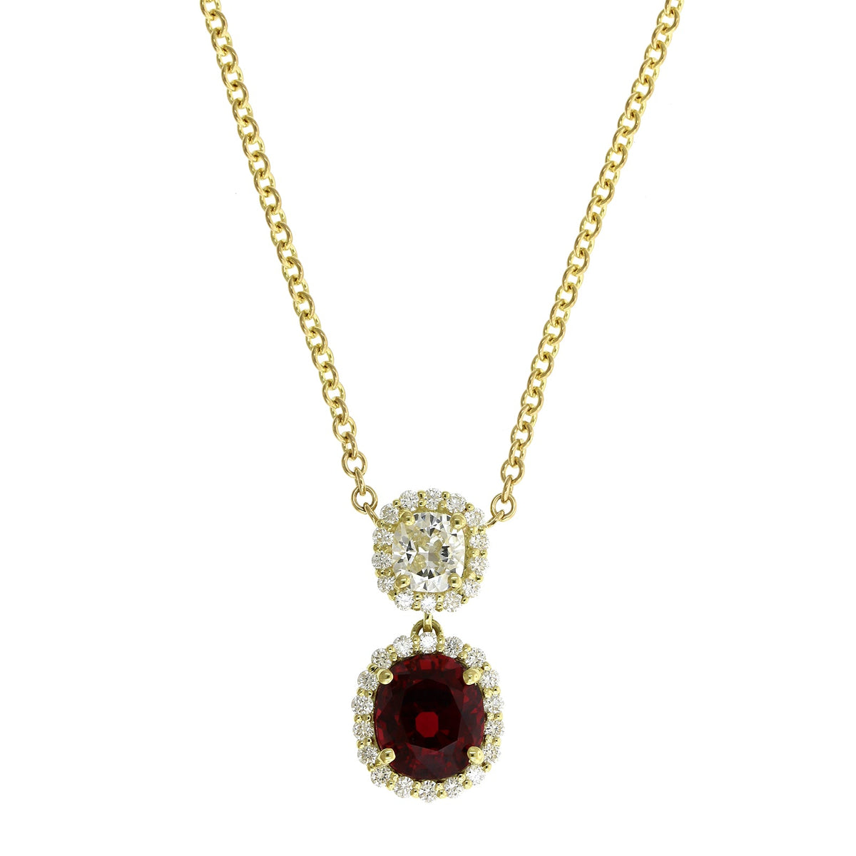 18K Yellow Gold Spinel and Diamond Necklace, 18k yellow gold, Long's Jewelers