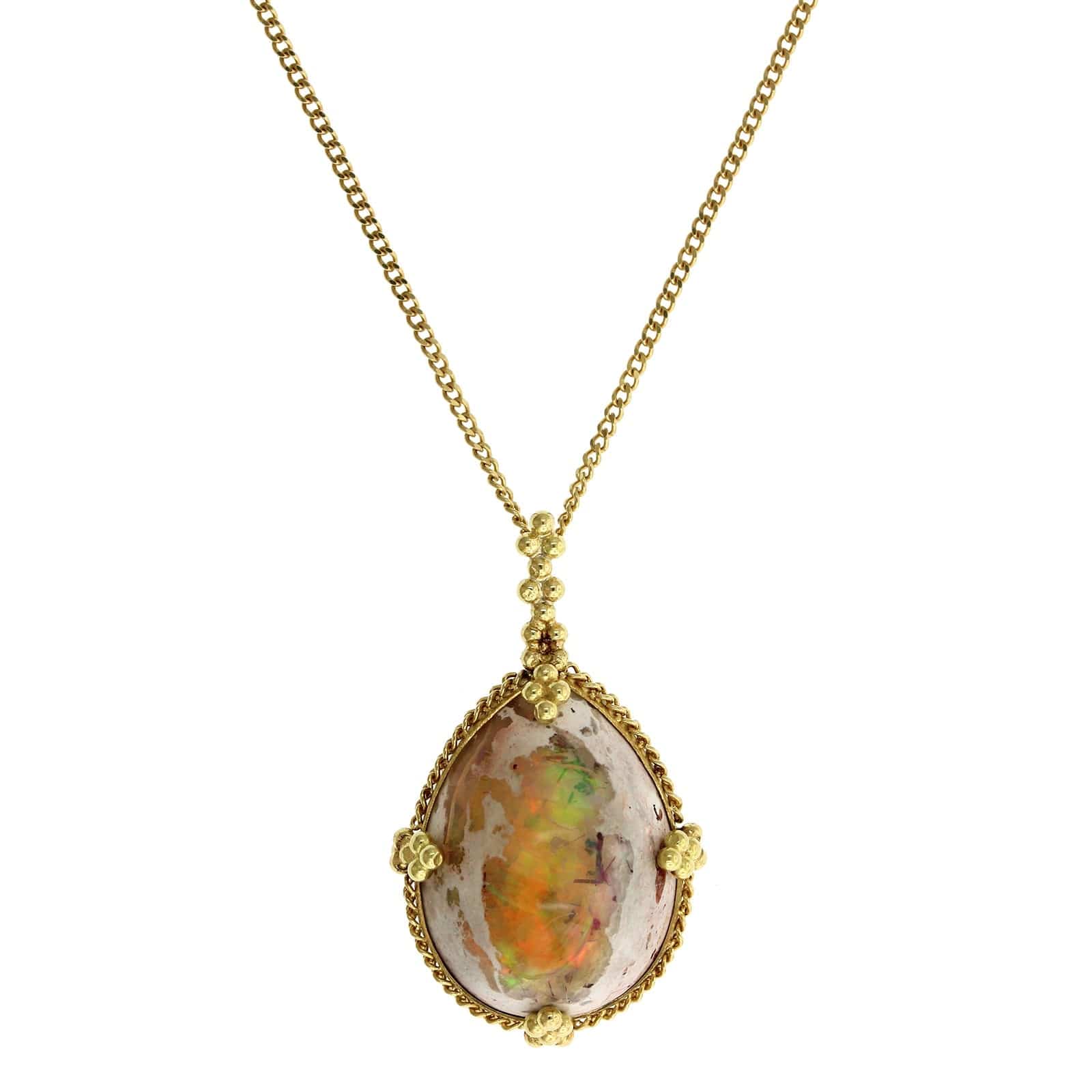 18K Yellow Gold Mexican Opal Pendant, Long's Jewelers